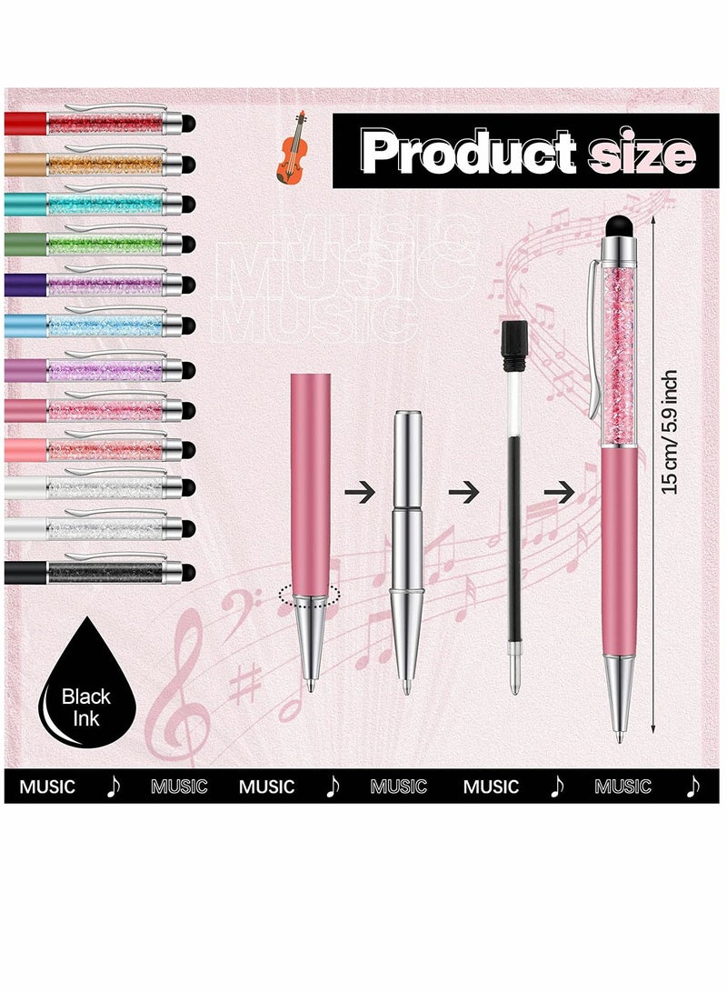 Ballpoint Pens, Advertising Pen, Rhinestone Capacitive Touch Screen Pen, Ballpoint Pens, for Office Pen Ballpoint Pen, Crystal Pens, Screen Touch Stylus Pen, for Colleague Co-worker, 12 Pieces - Image 2